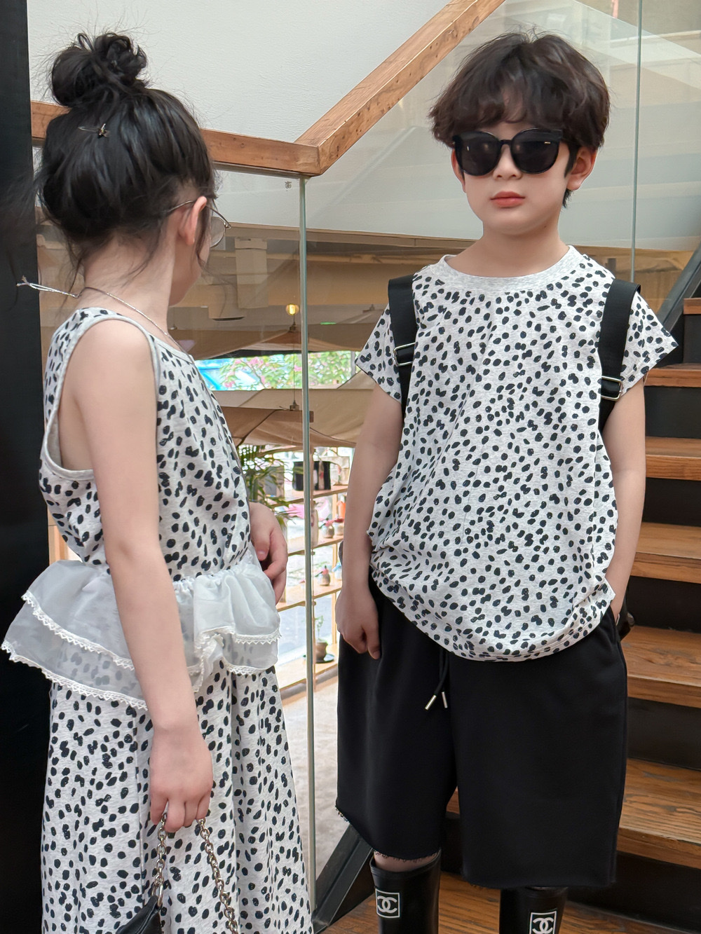 兄弟姐妹一起穿_豹紋無袖背心/無袖連身洋裝