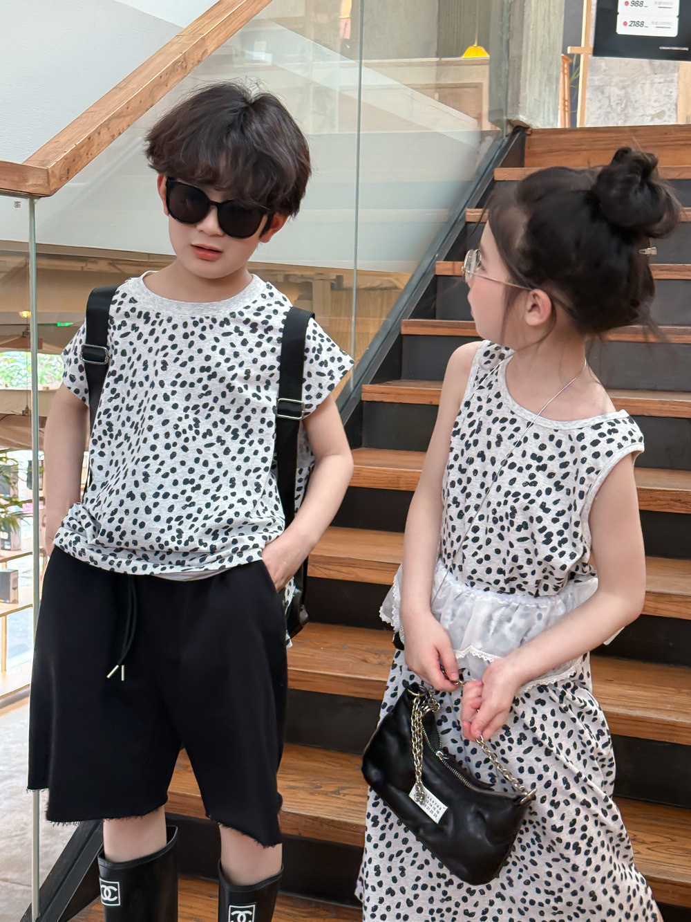 兄弟姐妹一起穿_豹紋無袖背心/無袖連身洋裝