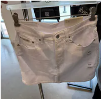 [S] CALVIN KLEIN OPTIC WHITE DENIM MINI SKIRT, SP47605829-47B092G100 (SCK769)