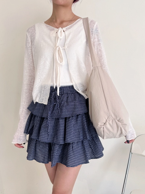 爆賣款格紋蛋糕短裙-7703