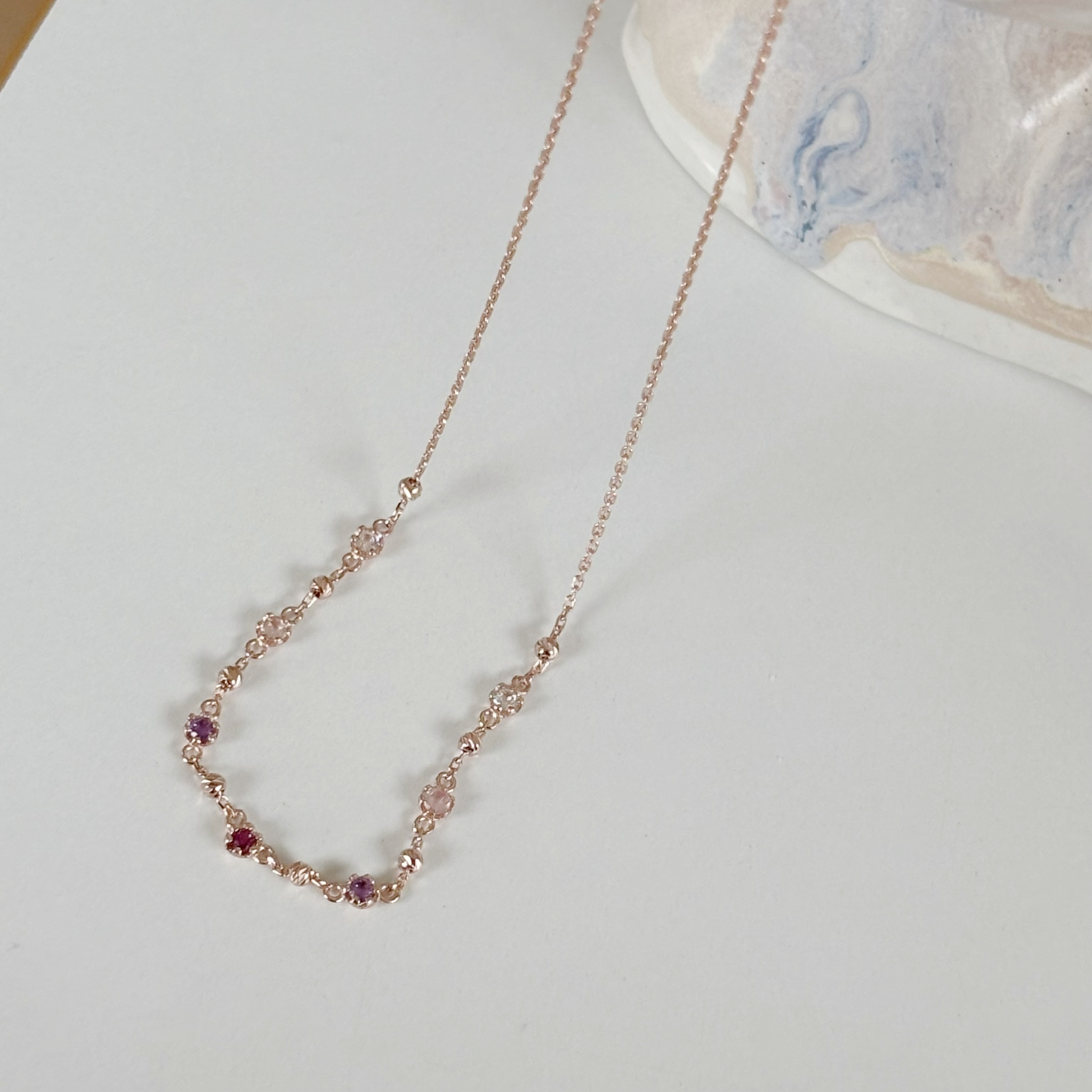 碎花紫水晶cutting ball鎖骨鏈