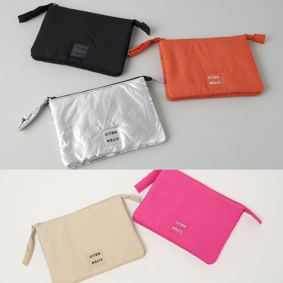 預購┃日本 CITEN 蓬鬆 絎縫 透明 Logo 雙層 口袋 收納 小包 化妝包 小物包