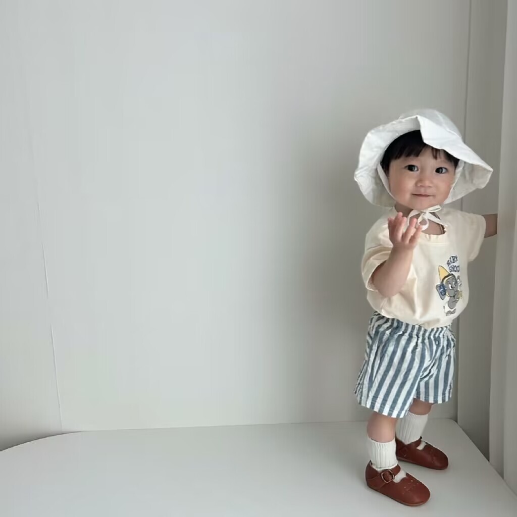 《1535》兒童夏季耳機小象圓領上衣(73-100)