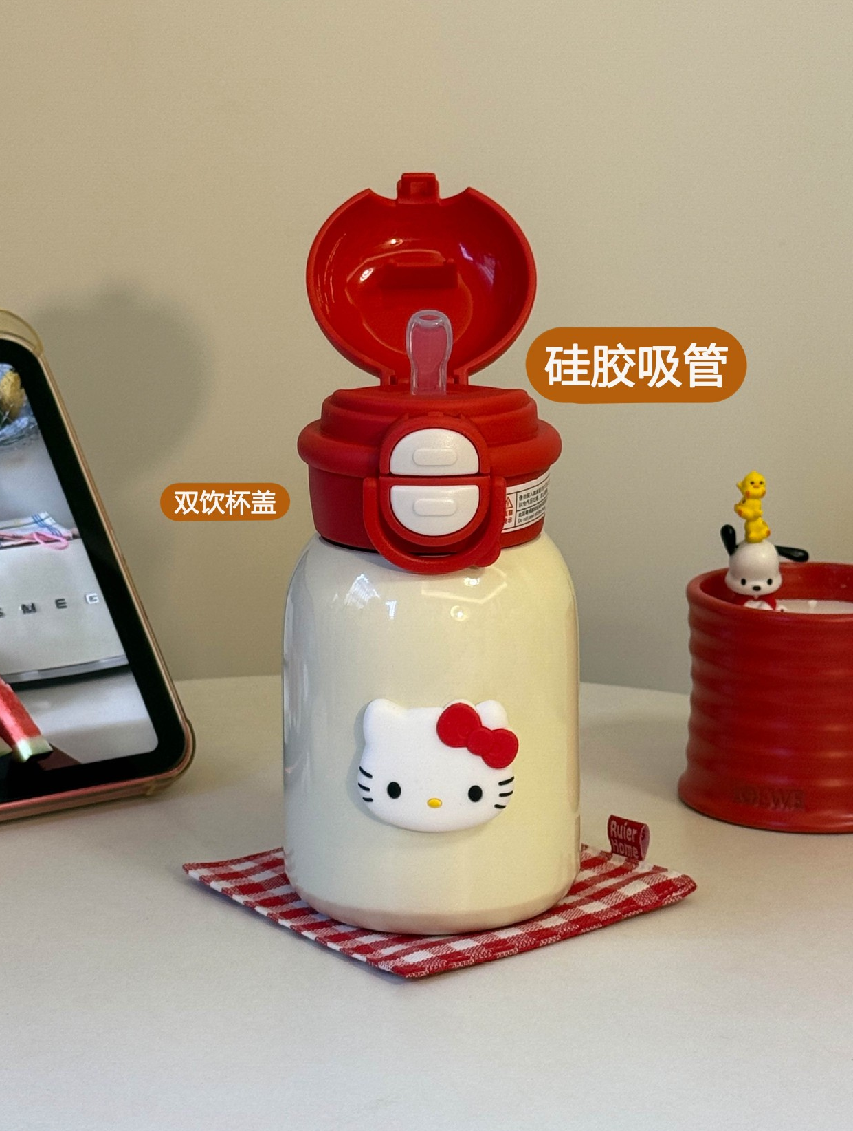 500ML Cute Cat 316 Stainless Steel Straw Thermos Bottle