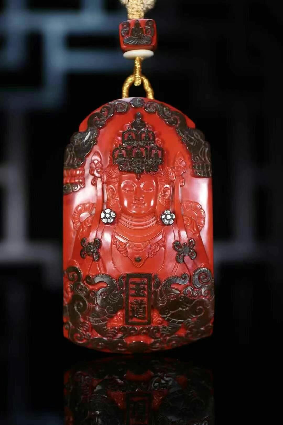 529245 南紅五智如來冠玉道普賢菩薩