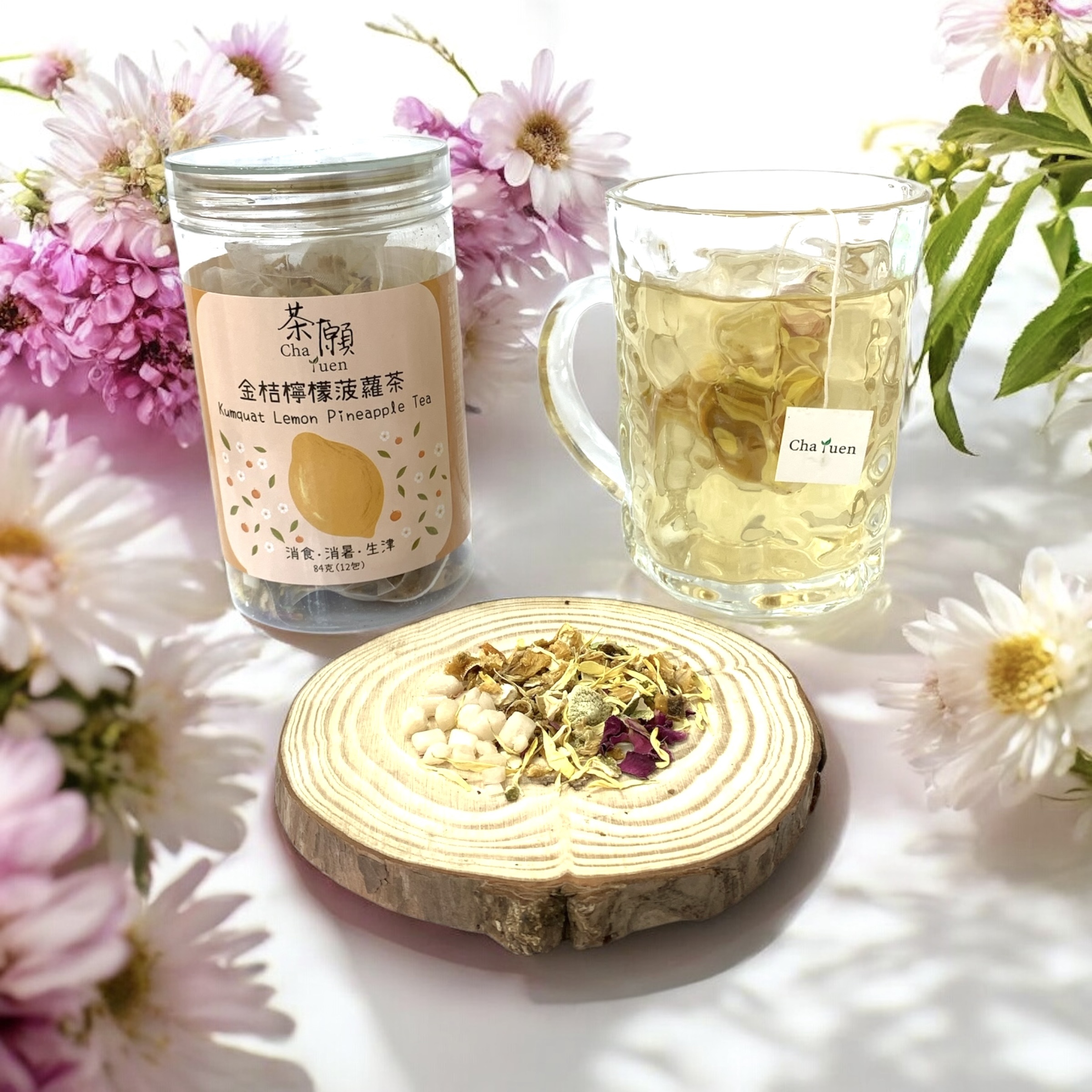 茶願 - 金桔檸檬菠蘿茶 三角茶包(12包裝) 生津消食 祛暑止渴