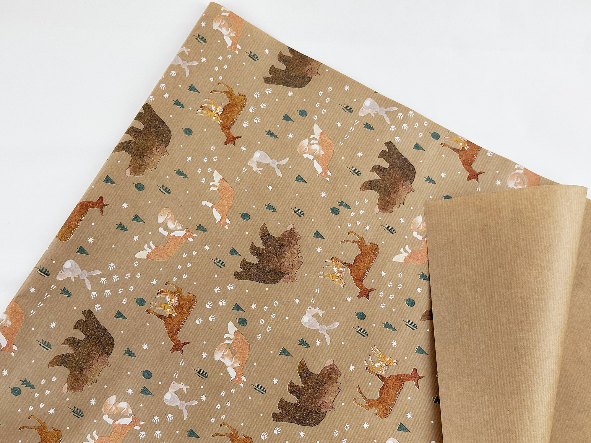 森林動物足跡/雙面牛皮紙/瑞士進口包裝紙 兩款尺寸