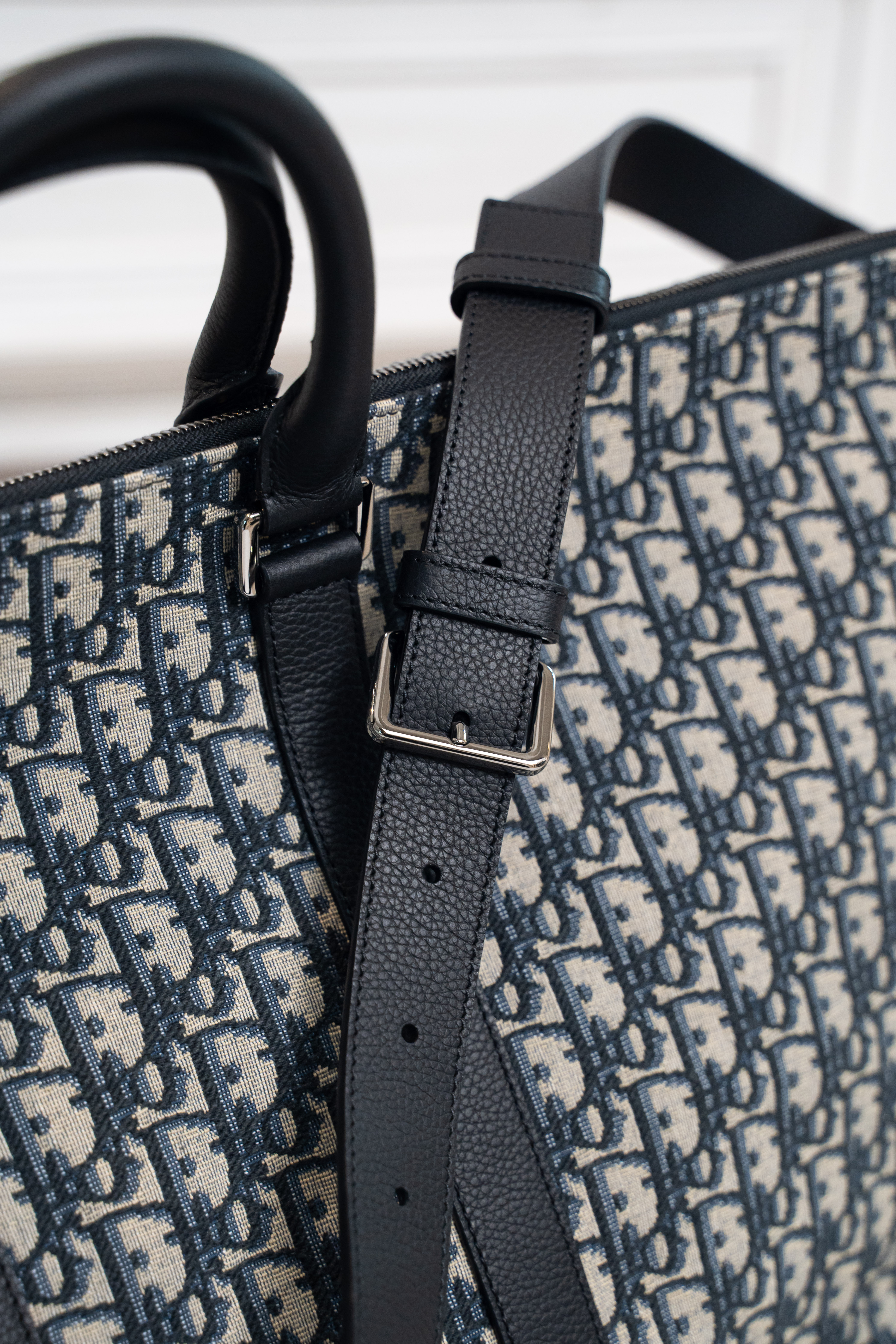 DIOR Weekender 40 手袋 老花色Dior Oblique 緹花及黑色顆粒小牛皮