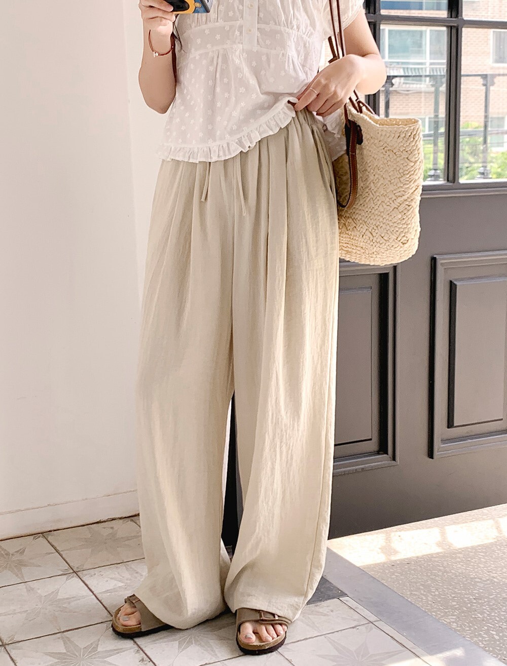 韓國grace muse授權 盛夏亞麻質感降溫落地寬褲【made muse】系列