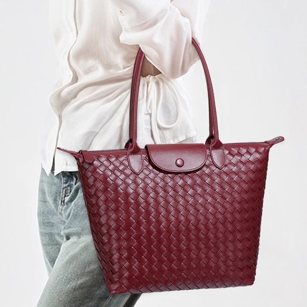 編織包 水餃包 手工編織 手提包 單肩包 斜背包 側背包 大包包 餃子包 高級感 女生包包 大容量包包 休閒包 1017