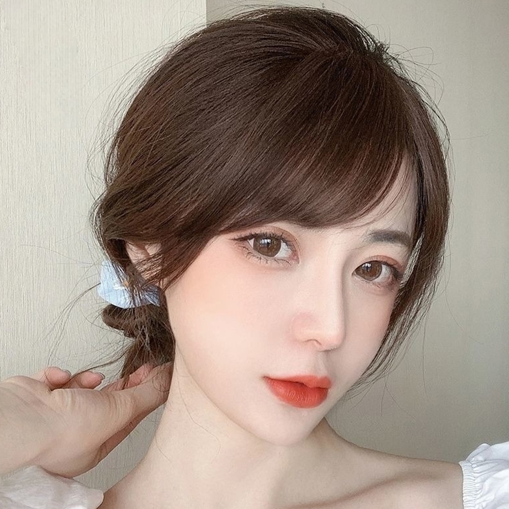 假髮 真人髮絲 斜劉海 瀏海髮片 髮片 假髮片 假瀏海 真人假髮 無痕 减齡 自然 增髮量 自然一片式 瀏海髮夾 082