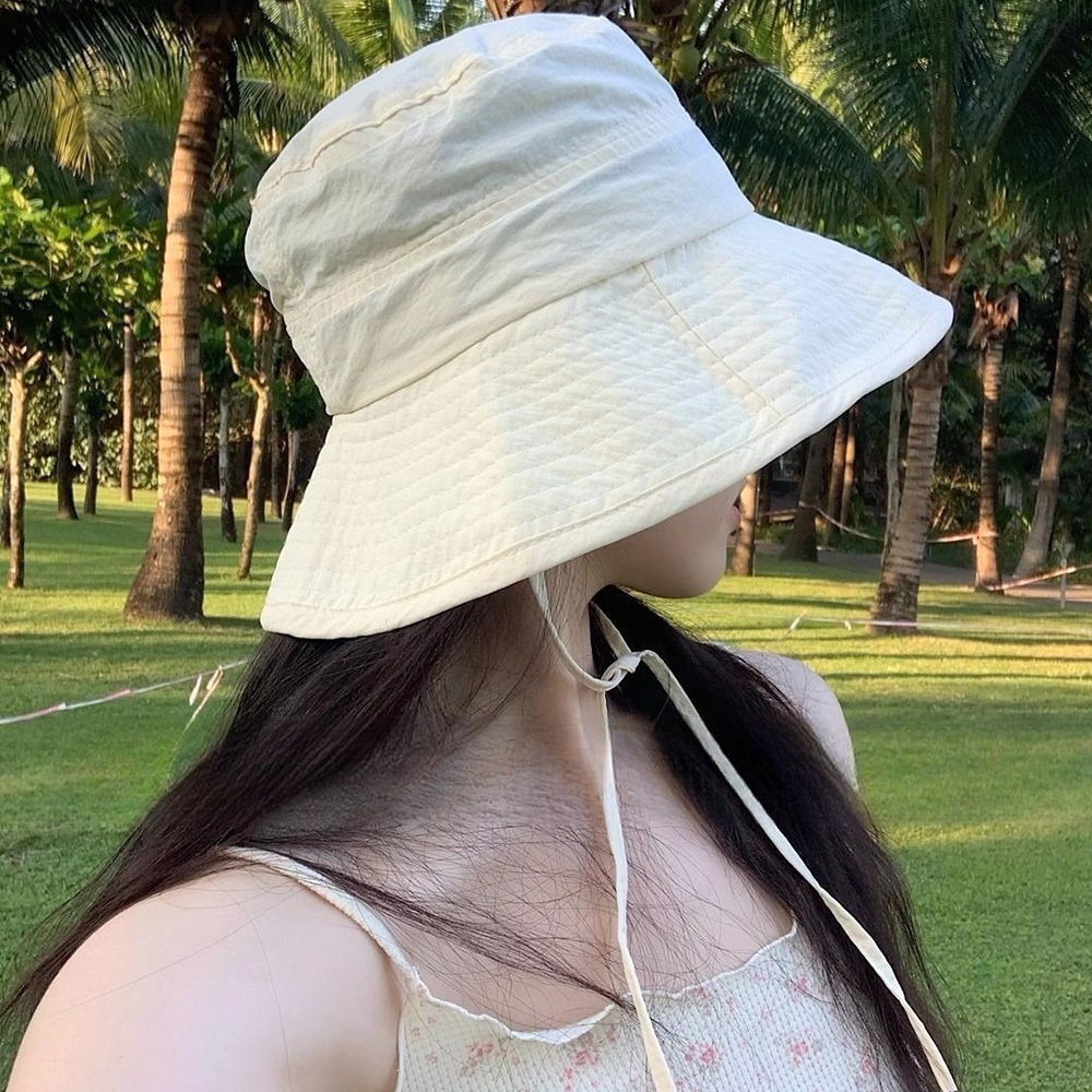 漁夫帽 帽子 糖果色 遮陽帽 防曬帽 大帽簷 日系帽子 綁帶漁夫帽 戶外帽 透氣 平頂 圓帽 女生帽子 穿搭好物 091