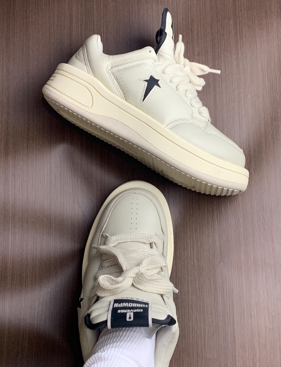 Rick Owens x Converse 聯名款 TURBOWPN 米白 帆布鞋 男女同款 厚底球鞋 增高鞋 潮流百搭 防滑耐磨 低幫休閒鞋 小臉鞋 星星鞋 Jun25