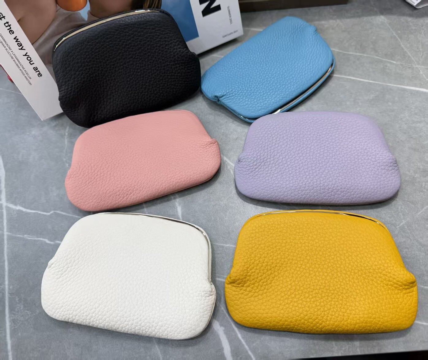 5859-牛皮壓釦超薄錢包