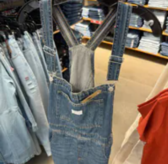 [S] LEVIS MEDIUM WASH VINTAGE WOMENS SHORTALLS, 523330057-MEDIUM WASH (SLE13)