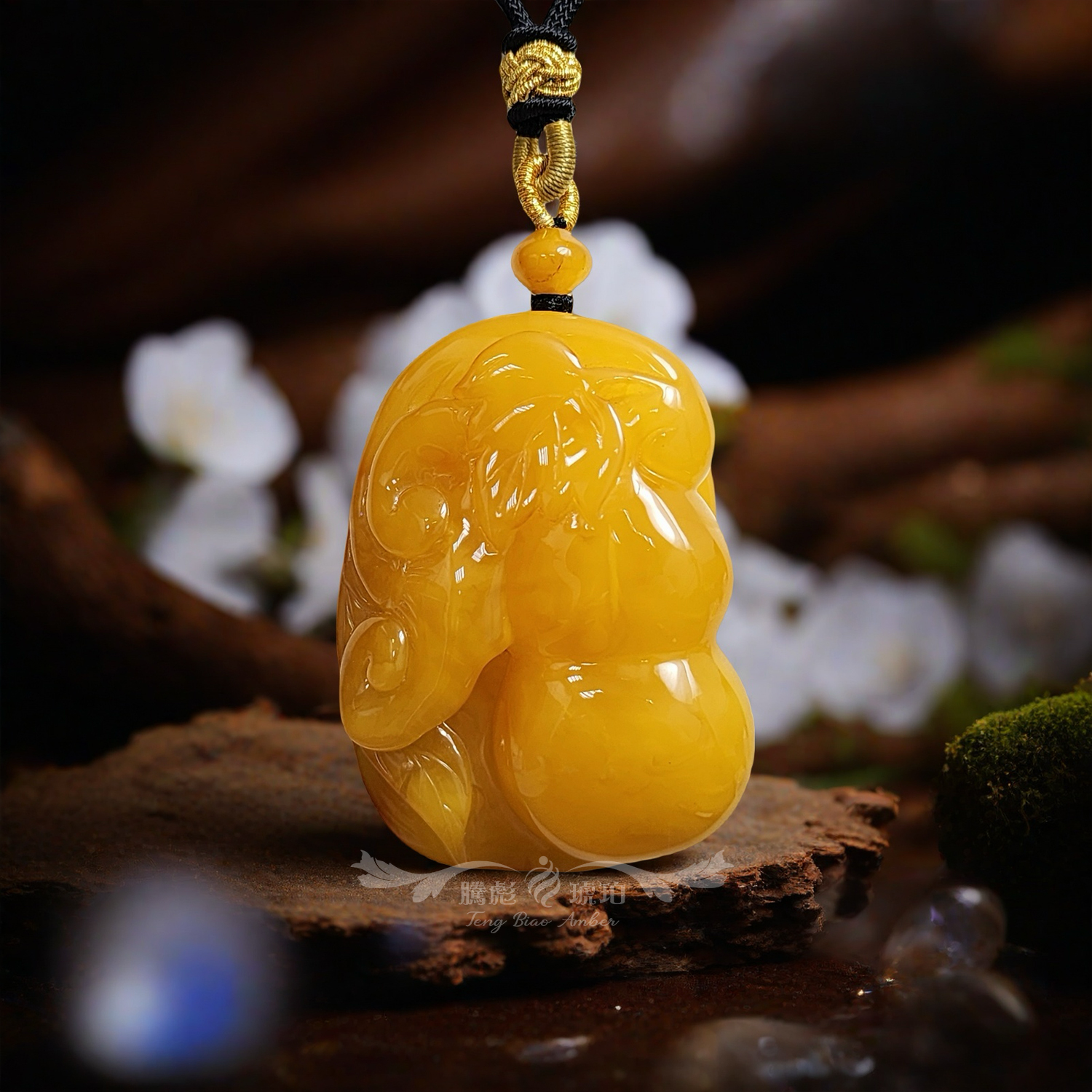 收藏款3A天然氧化俏色老蜜蠟福祿雙全正規掛件繩鍊