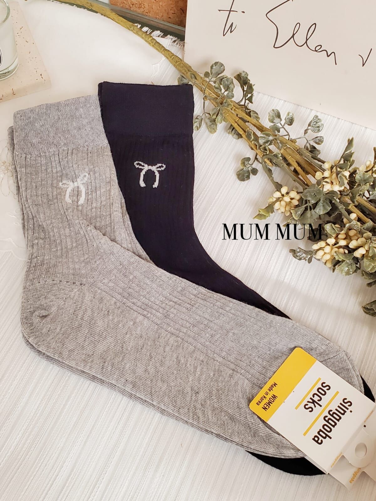 ac711/少女蝴蝶結條紋襪