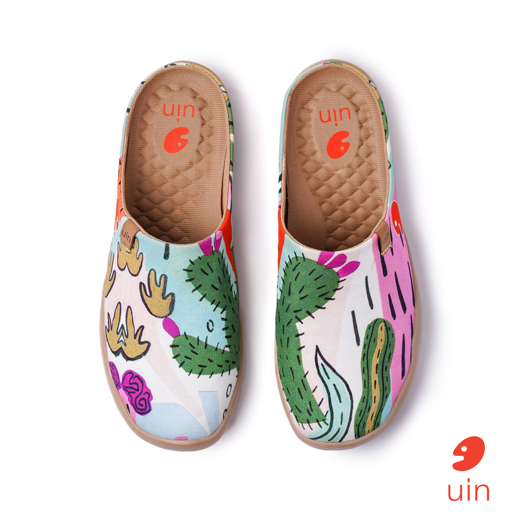 【 Uin 】西班牙原創設計 | 仙人掌 馬拉加 半拖 女鞋 彩繪鞋 休閒鞋 懶人鞋