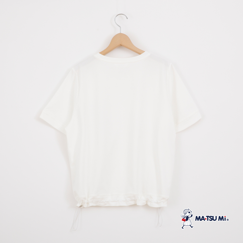 MA‧TSU Mi 寬鬆休閒感口袋造型貼布繡裝飾圖案上衣(白.深藍)