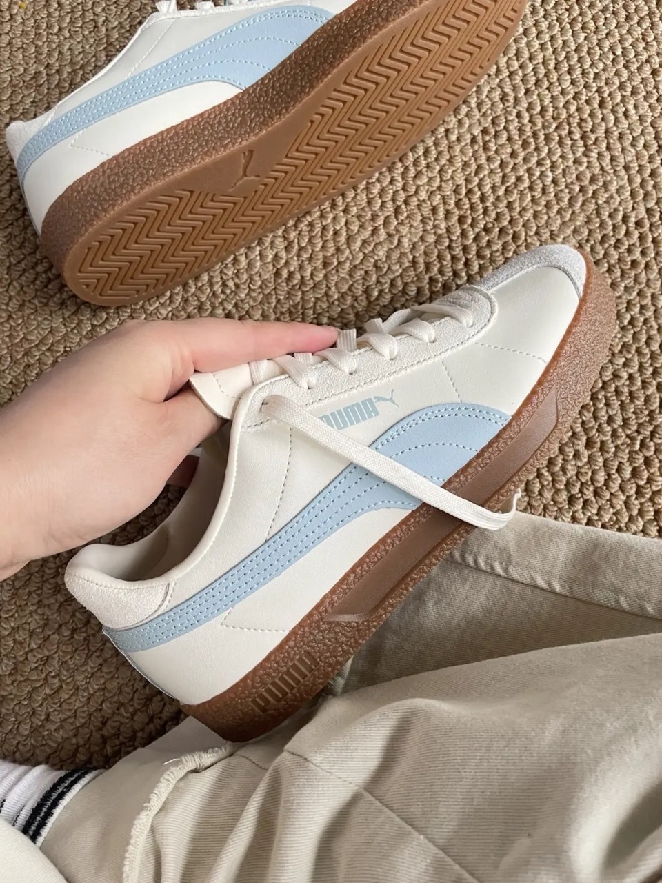 PUMA CLUB 海鹽寶寶藍 奶油白 米色 淡藍 焦糖底 女鞋 401515-06 / 現＋預