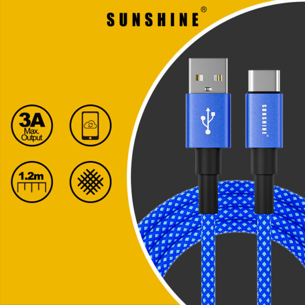 SUNSHINE 陽光 CAC-12 1.2米長 3A充電線 USB 連接線 USB-A 轉 USB-C