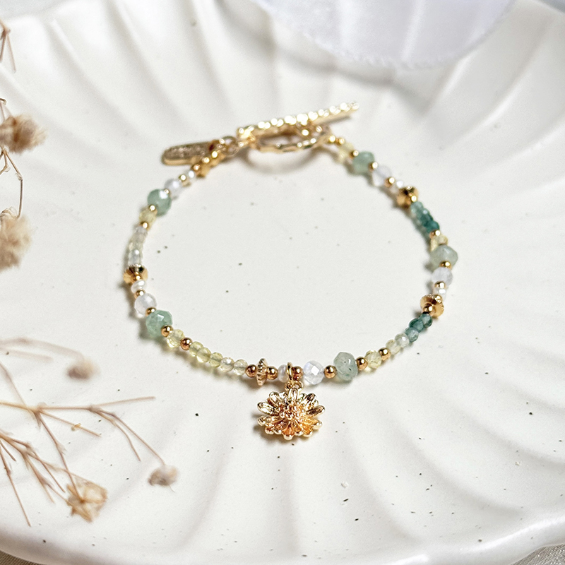 生日花 • 捌月貳伍 • 野生向日葵 – 東陵玉 – 手鍊