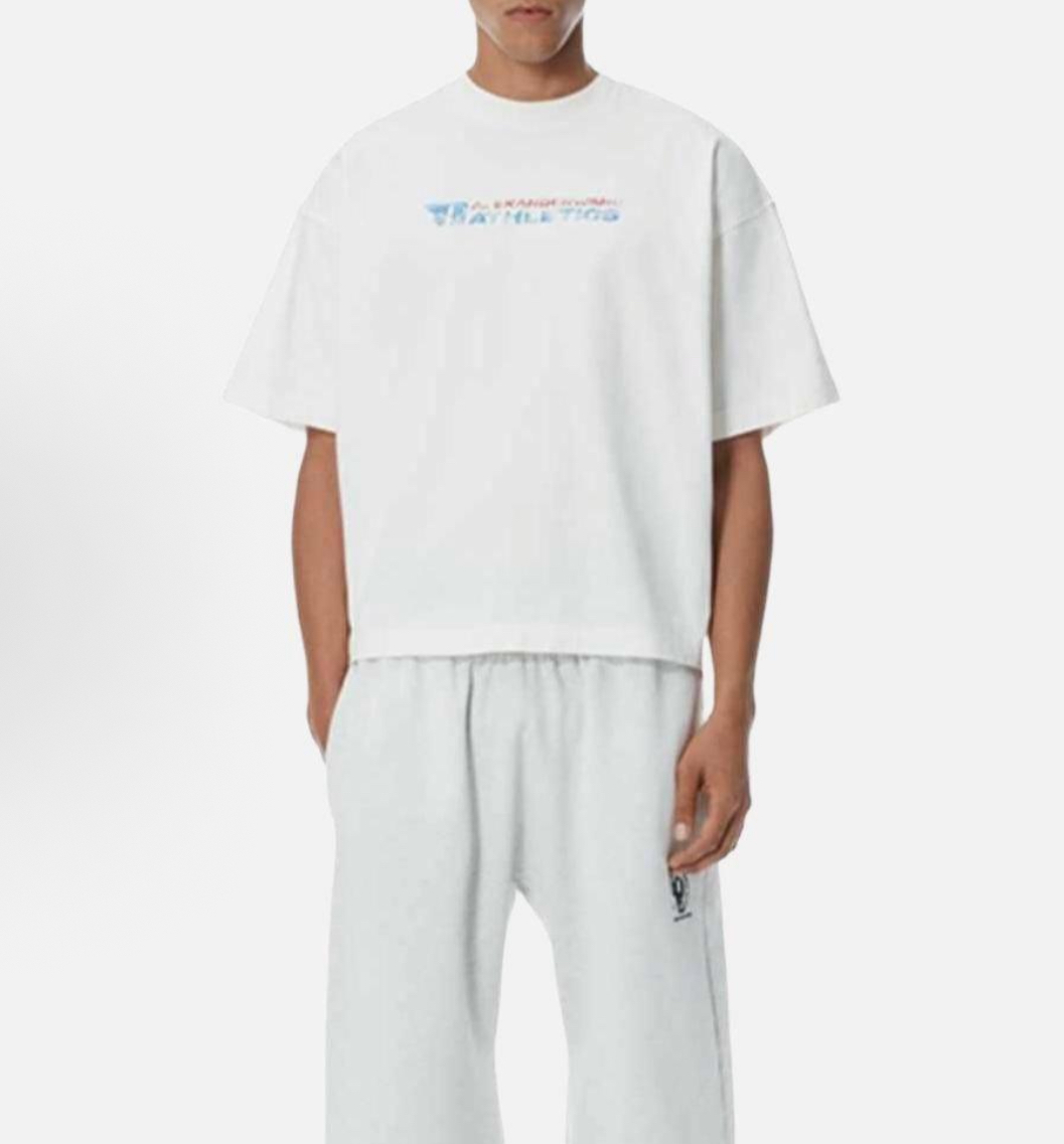 Alexander Wang SS25 標誌印花圓領短袖T-shirt 復古白色