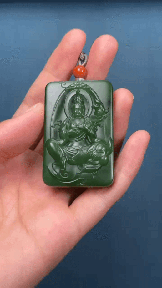 529236 和田玉俄碧菠菜綠掛件