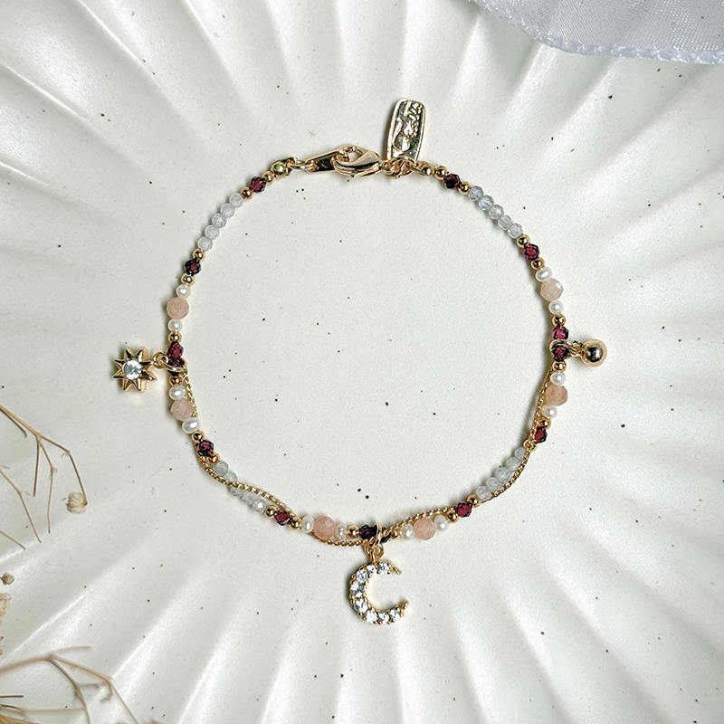 生日花 • 柒月肆 • 一日百合 – 石榴太陽石 – 手鍊