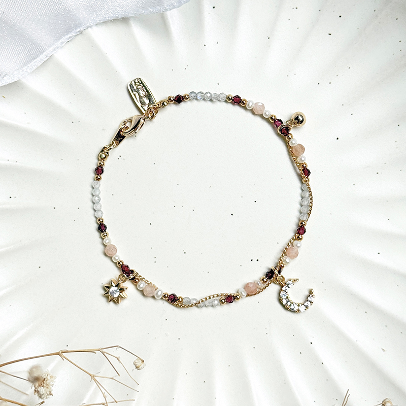 生日花 • 柒月肆 • 一日百合 – 石榴太陽石 – 手鍊