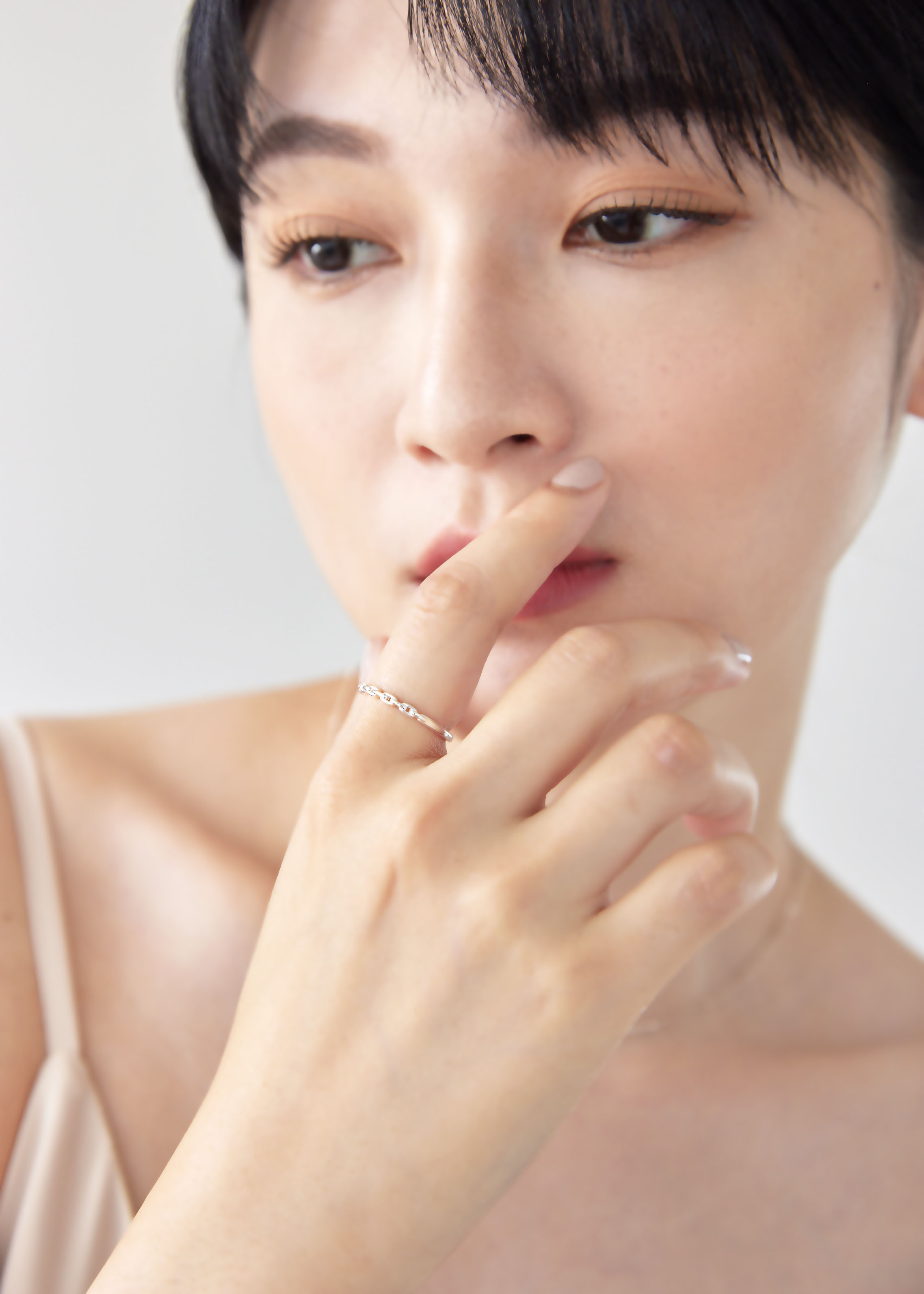 鏈條造型純銀細戒