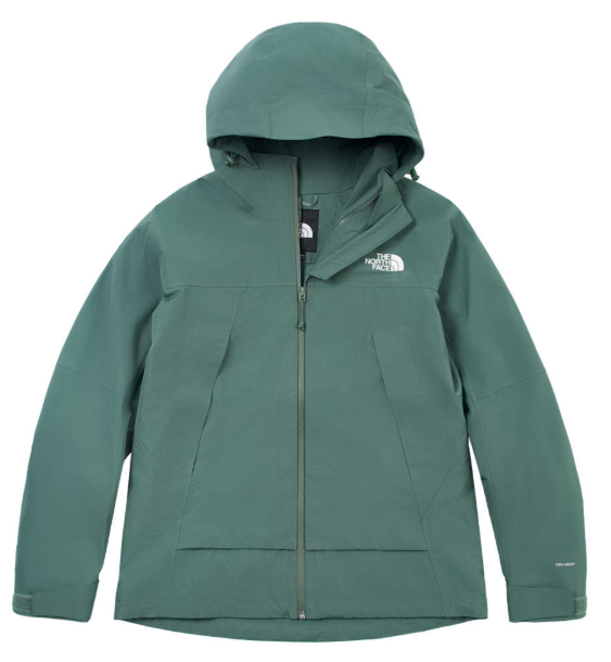 【The North Face 北面】女款綠色防水外套｜DryVent防風透氣 衝鋒衣 登山雨衣 機能外套 JUN25