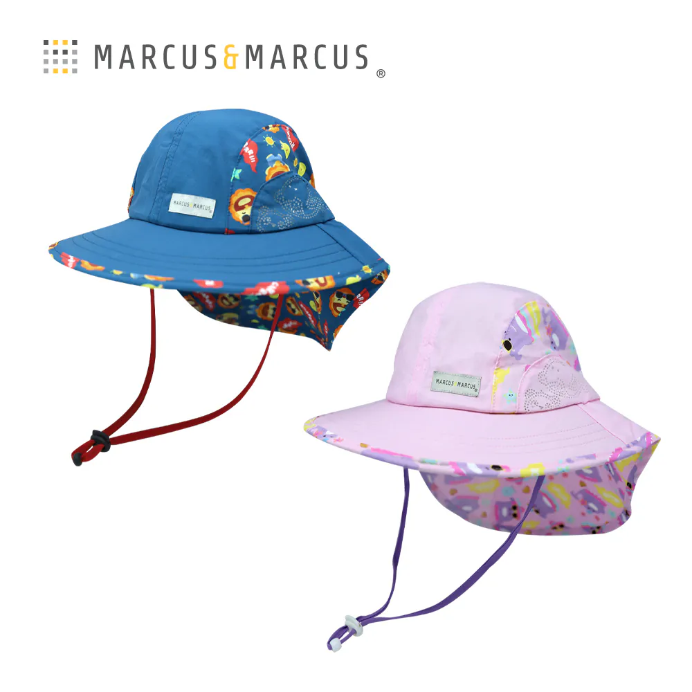 Marcus&Marcus 幼兒抗UV遮頸防曬帽 - 鯨魚 (M:48~52cm/1歲起)