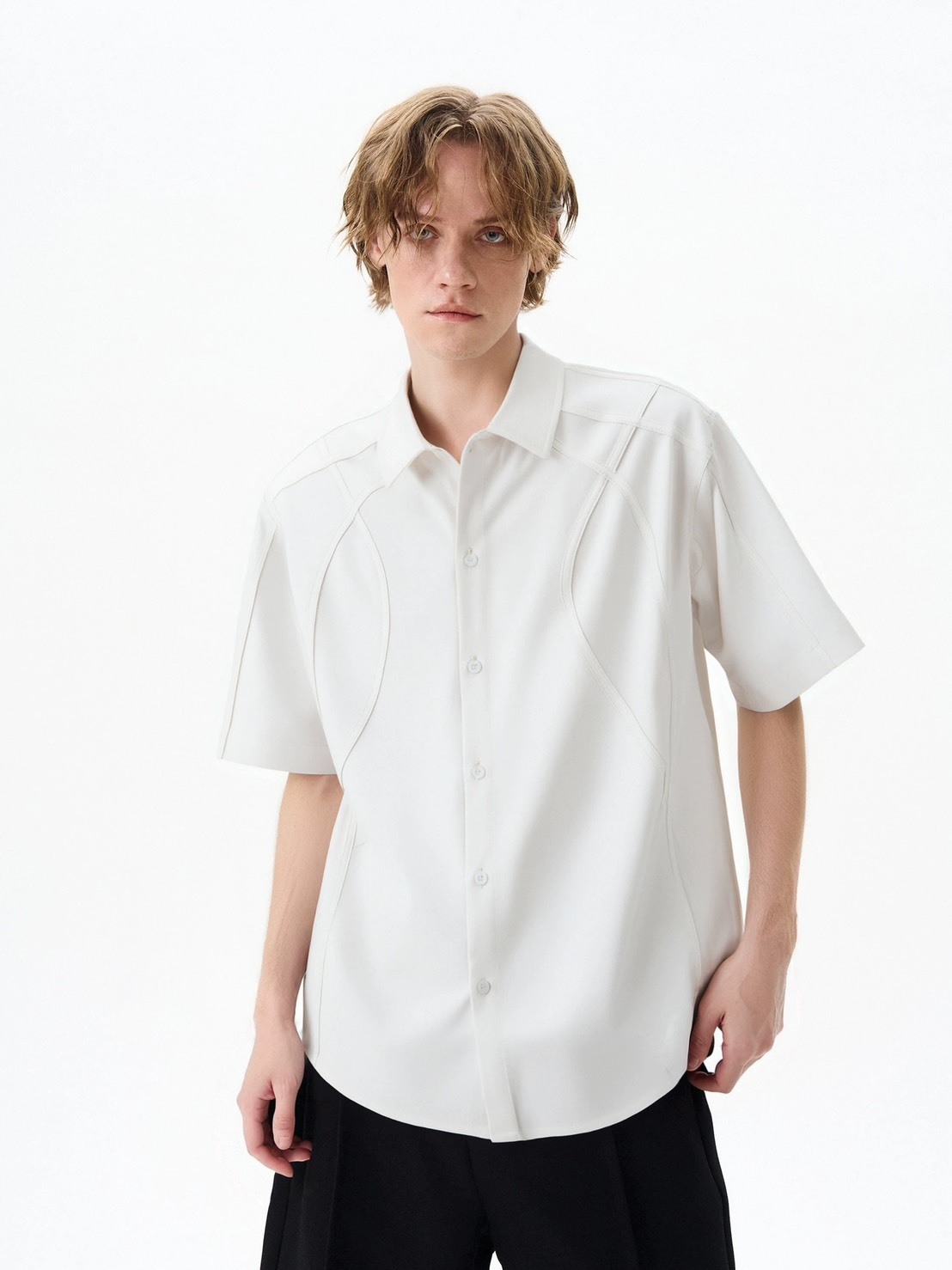 【6月新品 預購】 解構 設計 廓形 剪裁 短袖襯衫BF-K67