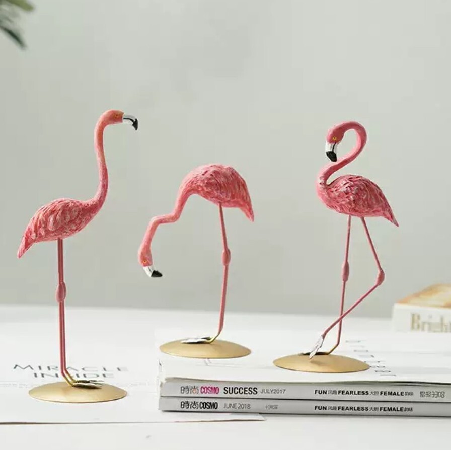 北歐風紅鶴鳥創意擺飾