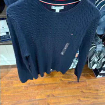 [S] TOMMY HILFIGER NAVY PINK CABLE KNIT SWEATER, XW04284-402 (STH1270)