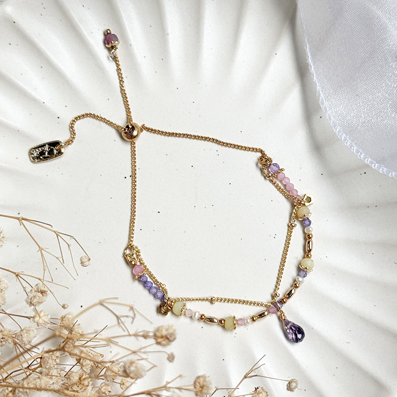 生日花 • 貳月伍 • 西洋櫻草 – 紫水晶 – 手鍊