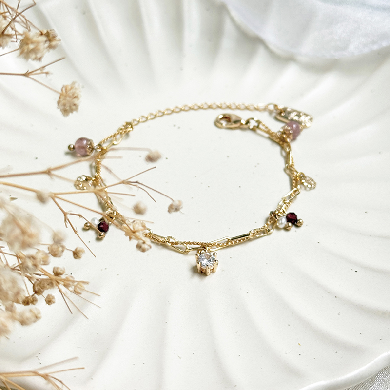 生日花 • 壹月拾肆 • 無實野莓 – 草莓石榴石 – 手鍊