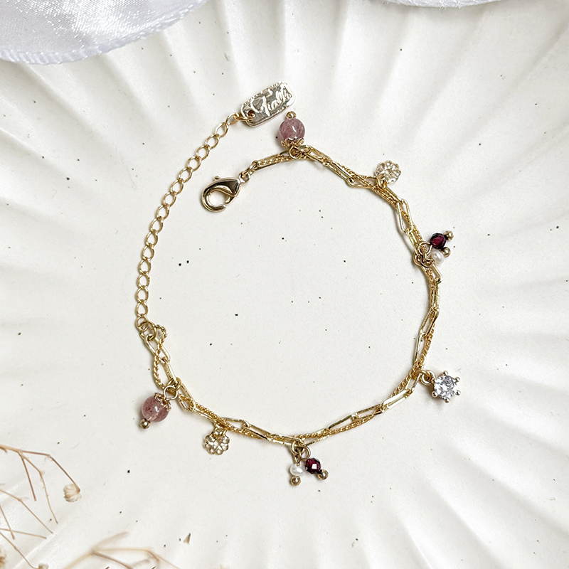 生日花 • 壹月拾肆 • 無實野莓 – 草莓石榴石 – 手鍊