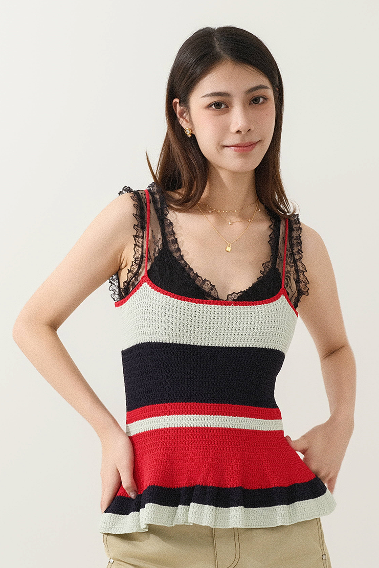 粗幼間小魚尾腳針織背心 （*現貨款式）