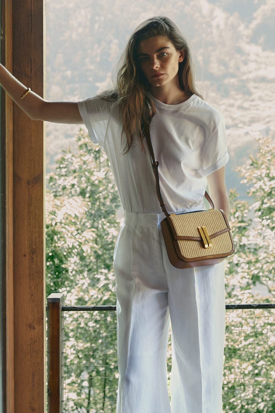 DeMellier｜VANCOUVER 真皮藤編方形肩背包