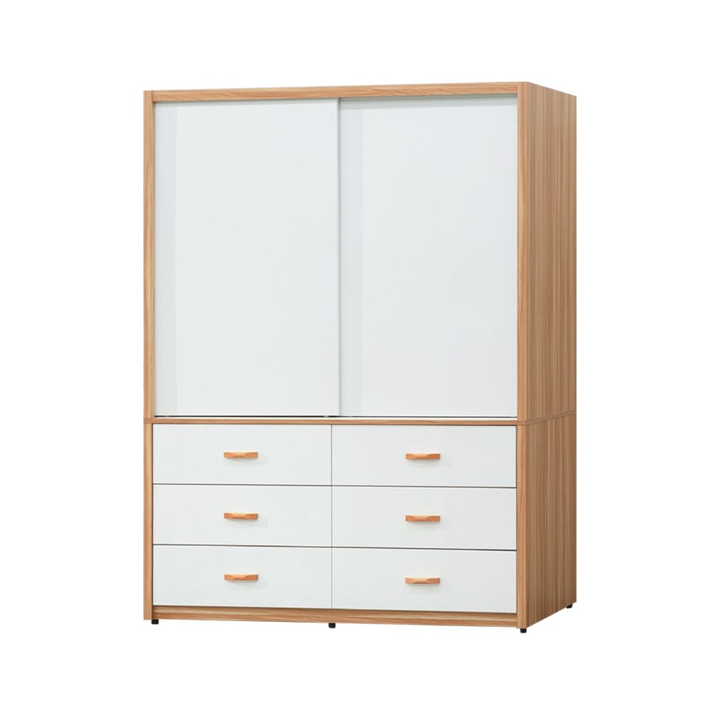 喬菲5.1尺六抽推門/拉門衣櫃(雙吊桿)