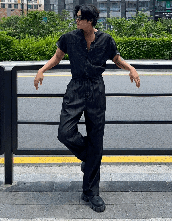 亞麻牛仔連身褲