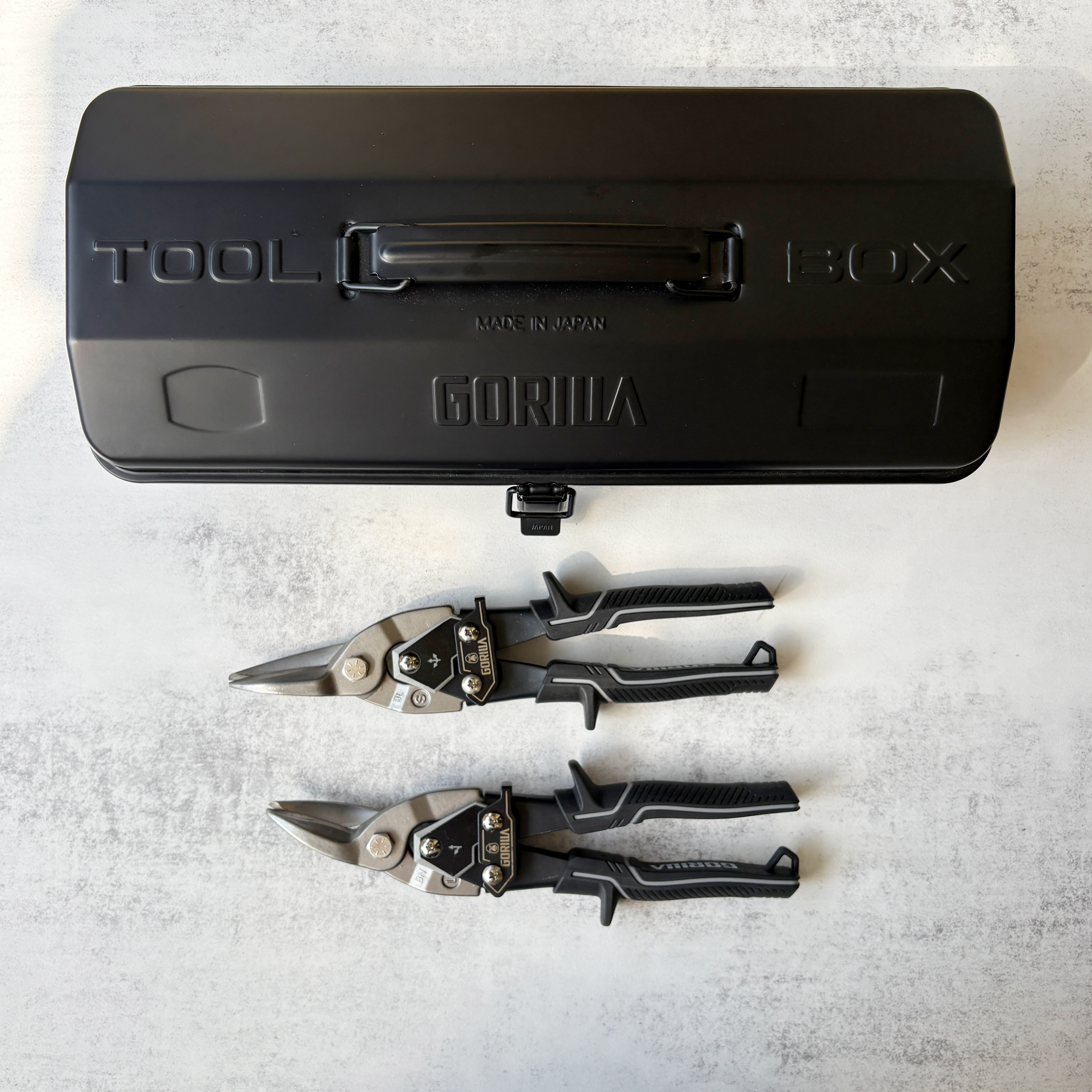 【Gorilla】超省力鐵皮剪刀（左彎剪）+ 【Gorilla】超省力鐵皮剪刀（直剪） + 頂級【Gorilla】霧黑色高張力鋼大工具箱 優惠組合