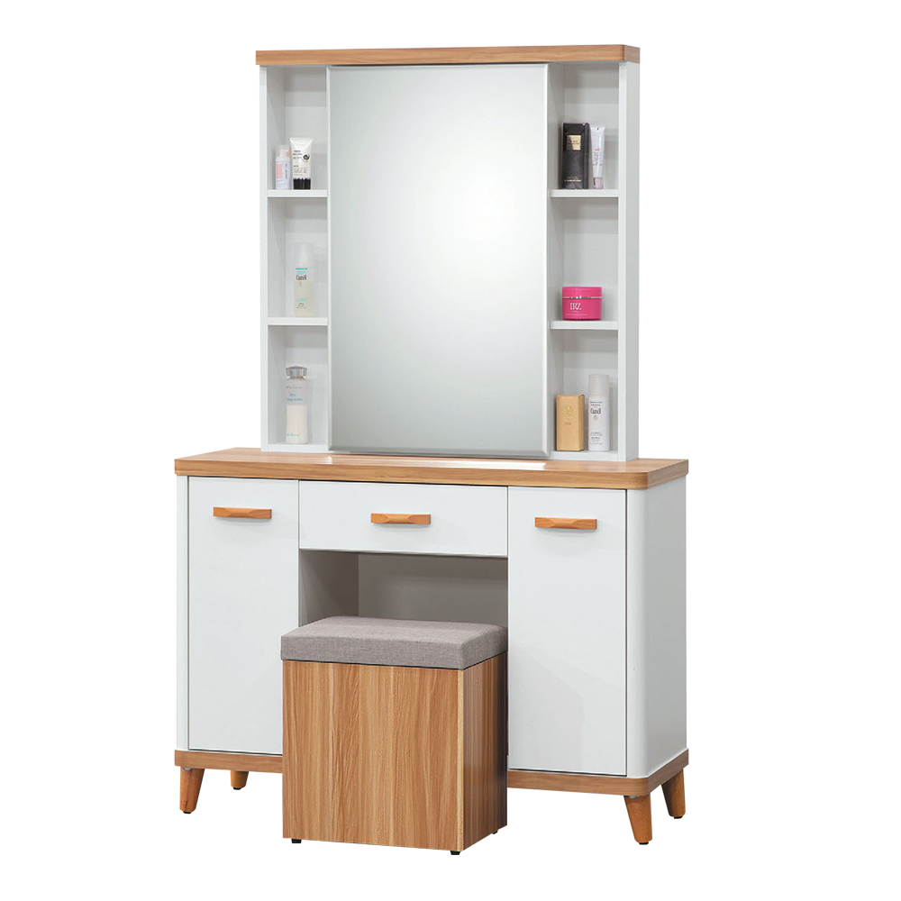 喬菲3.5尺化妝桌/鏡台/梳妝台(附收納化妝椅)