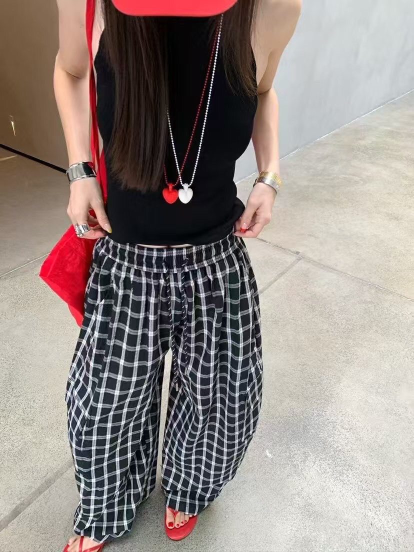 長褲丨時髦格子工裝長褲