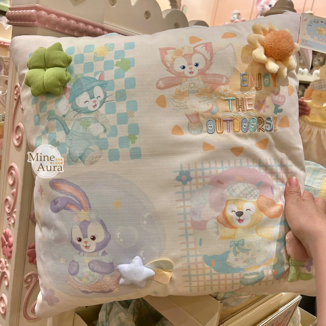 達菲 Duffy 與好友們 自然的色彩系列 圖案 抱枕 靠墊 -上海迪士尼樂園
