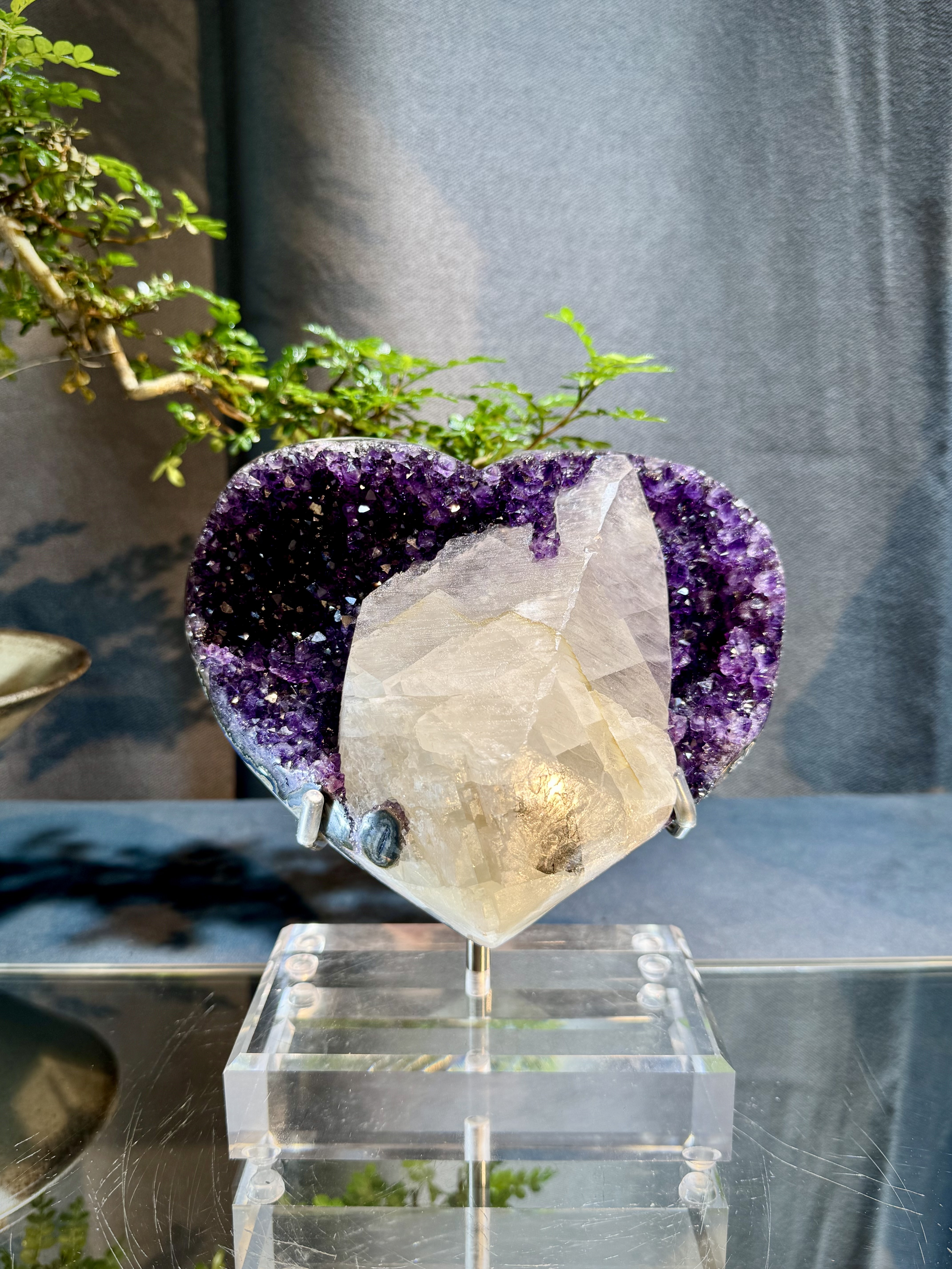 頂級方解石帝王紫水晶心心 5600