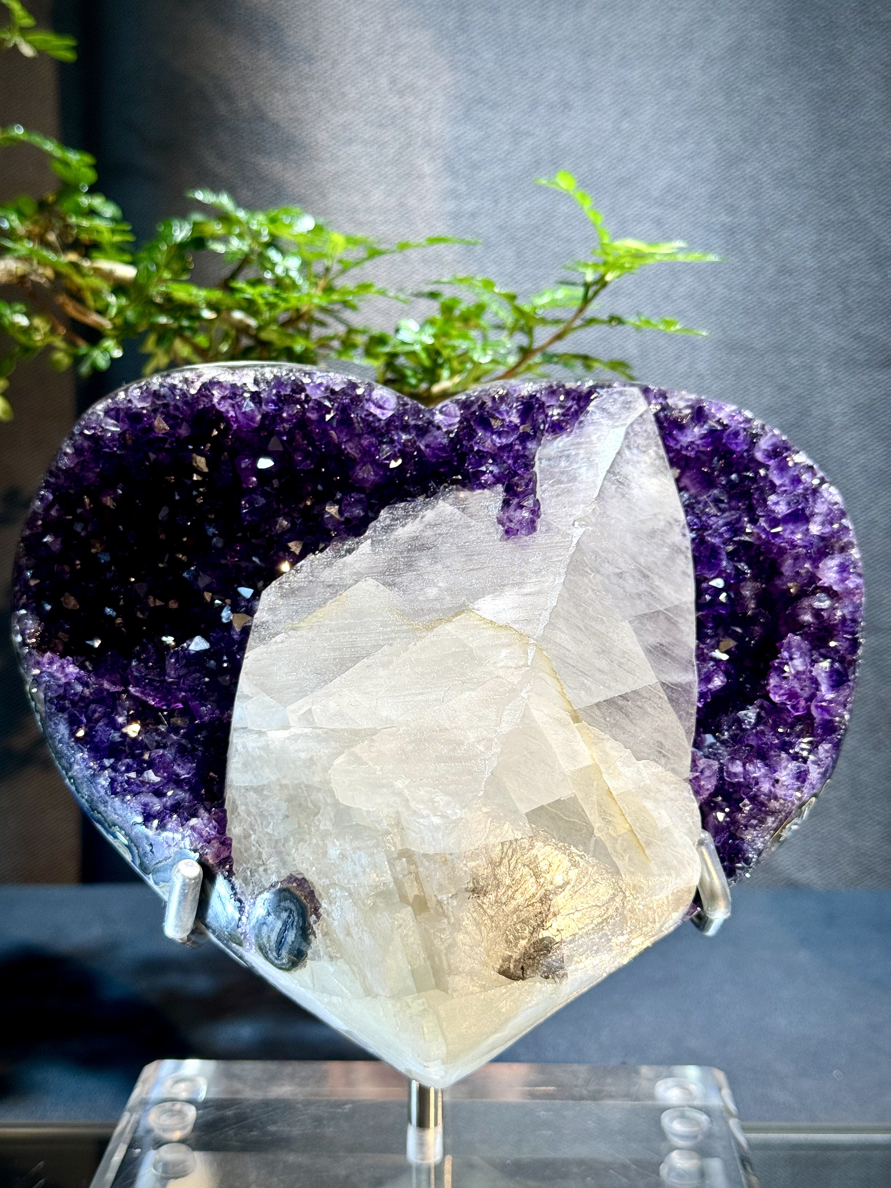 頂級方解石帝王紫水晶心心 5600