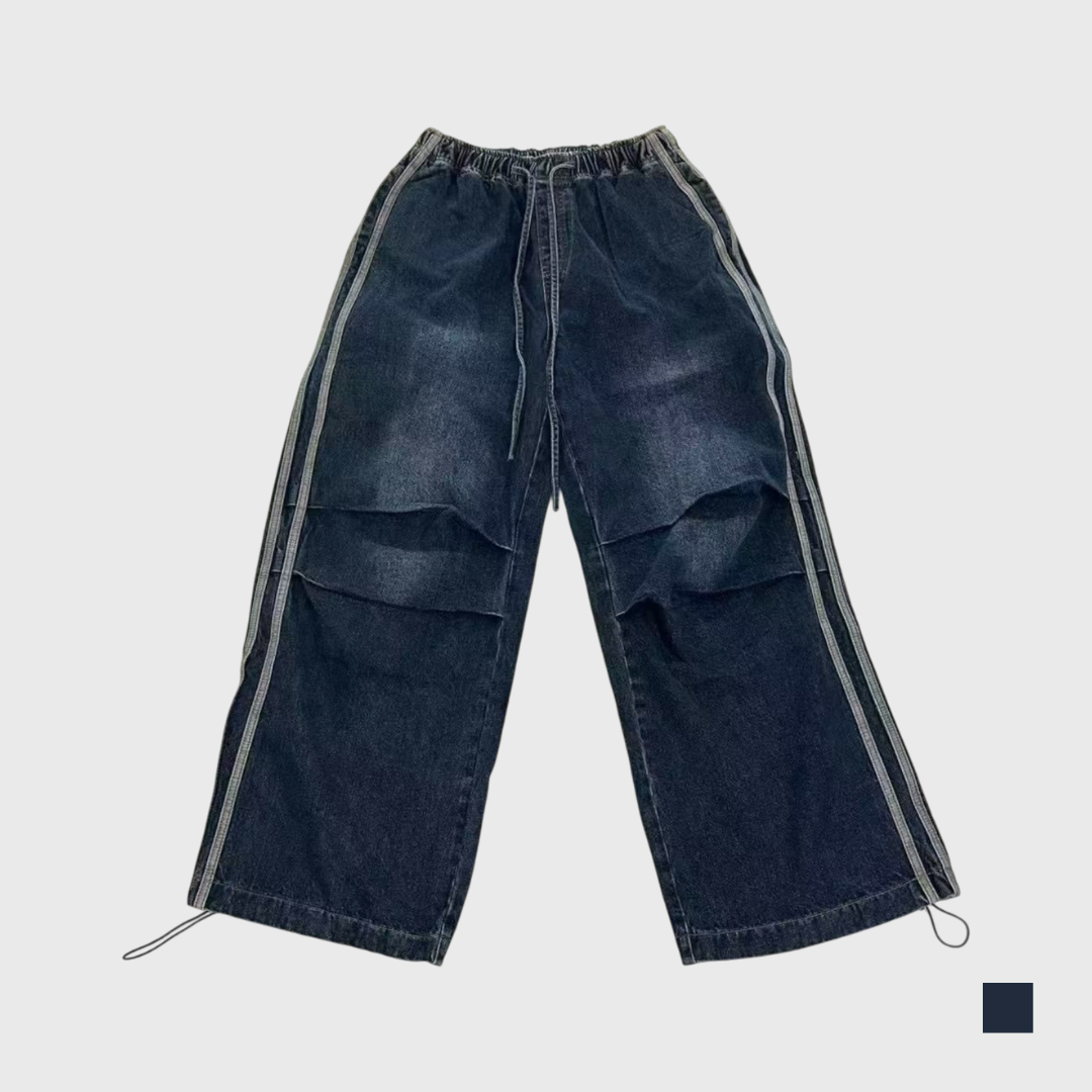 彈性線條折線牛仔褲